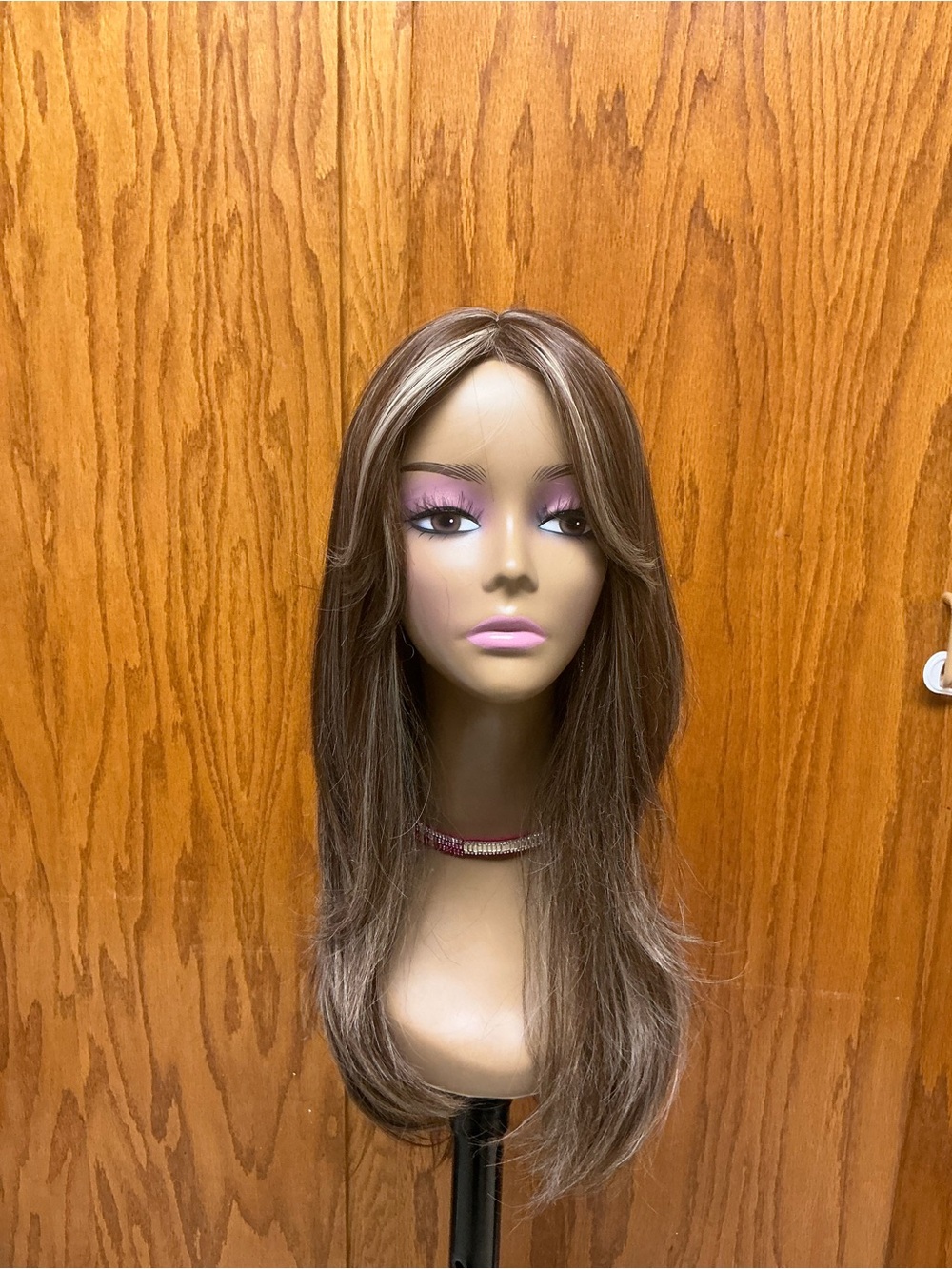 Long Layered Brown Wig with Subtle Blonde Highlights - Women Hair